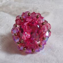 Royal Rose ring with facets and a Swarovski crystal cabochon